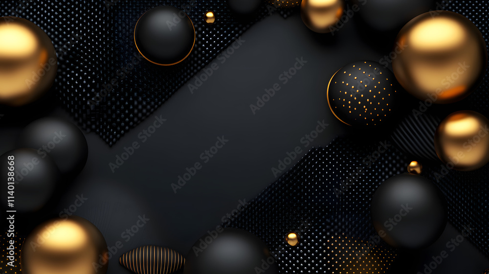 Poster abstract 3d rendering of geometric shapes. modern background design with spheres