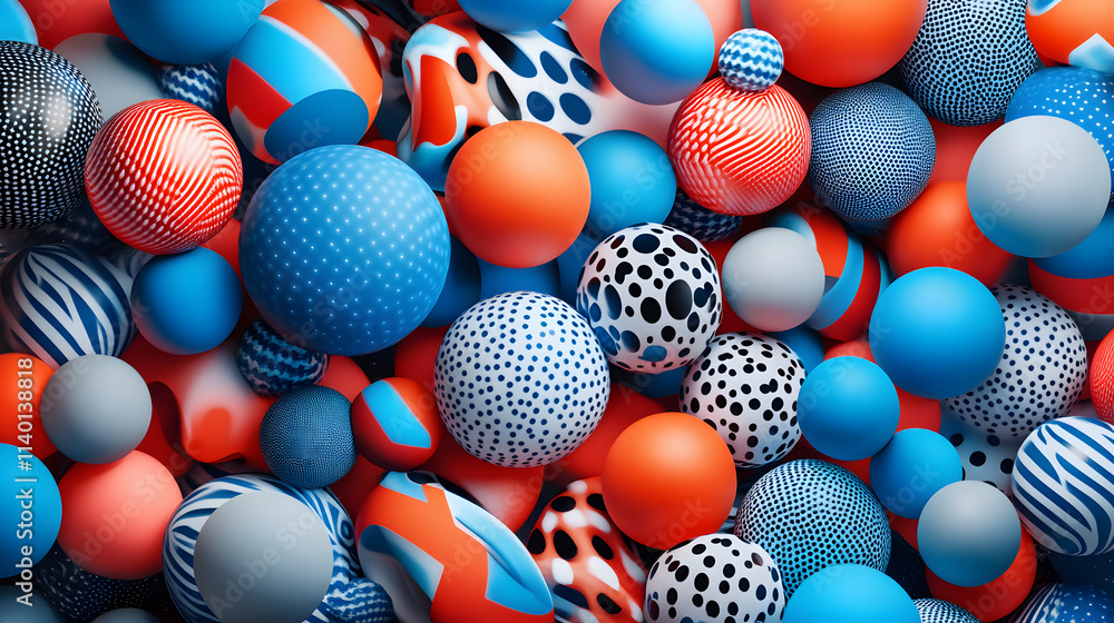 Poster abstract 3d rendering of geometric shapes. modern background design with spheres