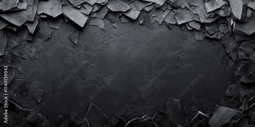 Poster contrast banner with empty space framed by graphite chunks and bright colors