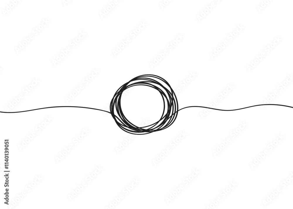 Poster circle line one frame art hand single shape vector zen drawn abstract round. continuous one line cir