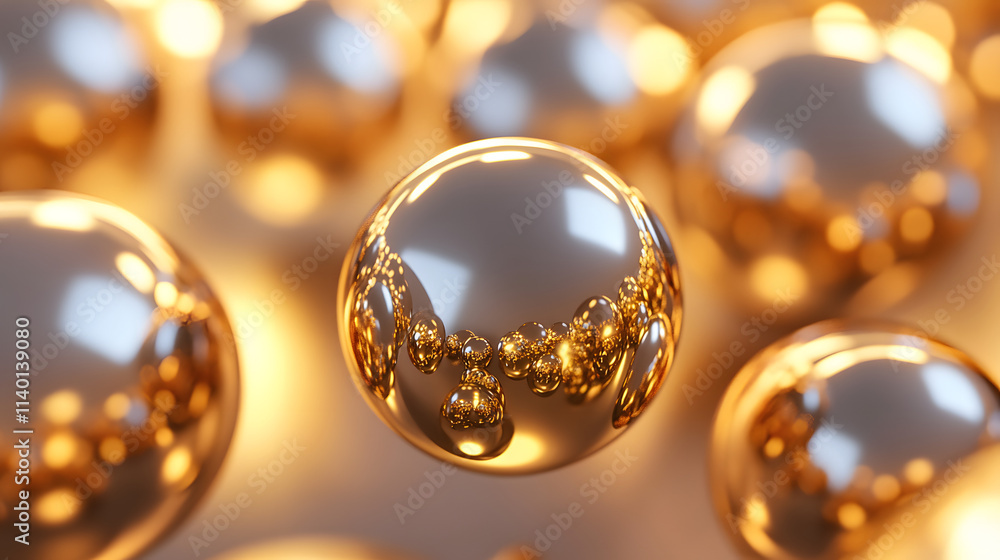 Poster abstract 3d rendering of geometric shapes. modern background design with spheres