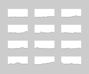 Torn sheets of paper. Torn paper strips set. Vector illustration