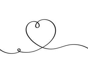 Hand drawn doodle heart. Stroke is editable so you can make it thiner or thicker. Continuous seamless line art drawing.