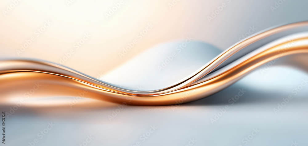 Poster sleek abstract design featuring smooth, flowing lines in golden tones, creating modern and elegant a