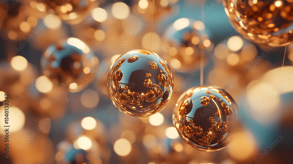 Poster abstract 3d rendering of geometric shapes. modern background design with spheres