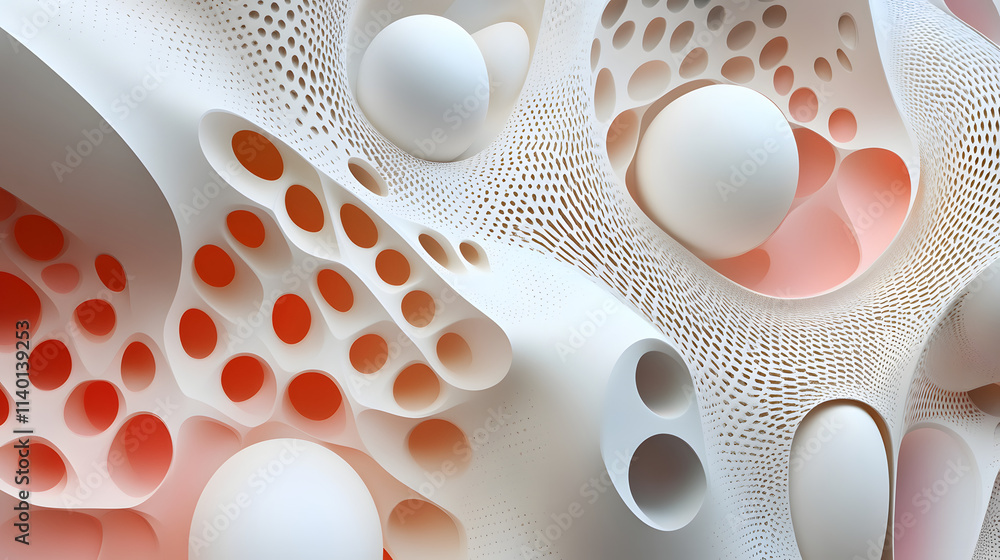 Poster abstract 3d rendering of geometric shapes. modern background design with spheres