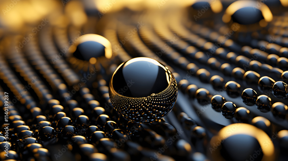 Poster abstract 3d rendering of geometric shapes. modern background design with spheres
