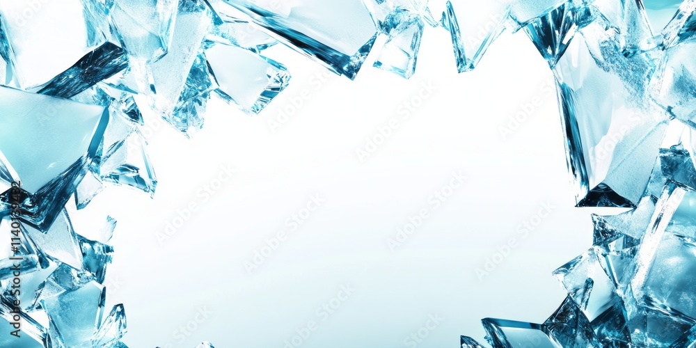 Poster vibrant ice shards frame bright empty space for creative design opportunities