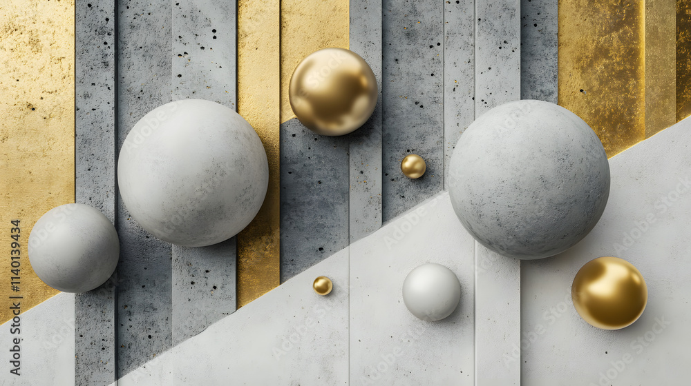 Poster abstract 3d rendering of geometric shapes. modern background design with spheres