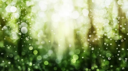 Obraz premium Soft Green Background with Sparkling Water Droplets Reflecting Natural Light
