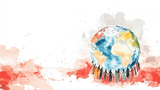 Unity around the world concept with diverse community
