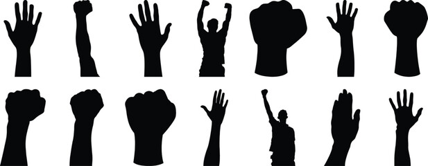 Hand silhouette set vector design big pack of fist illustration and icon