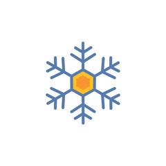 Winter snowflake icon. Cool blue snowflake design; symbolizes winter, frost, and freezing temperatures. Ideal for seasonal graphics.