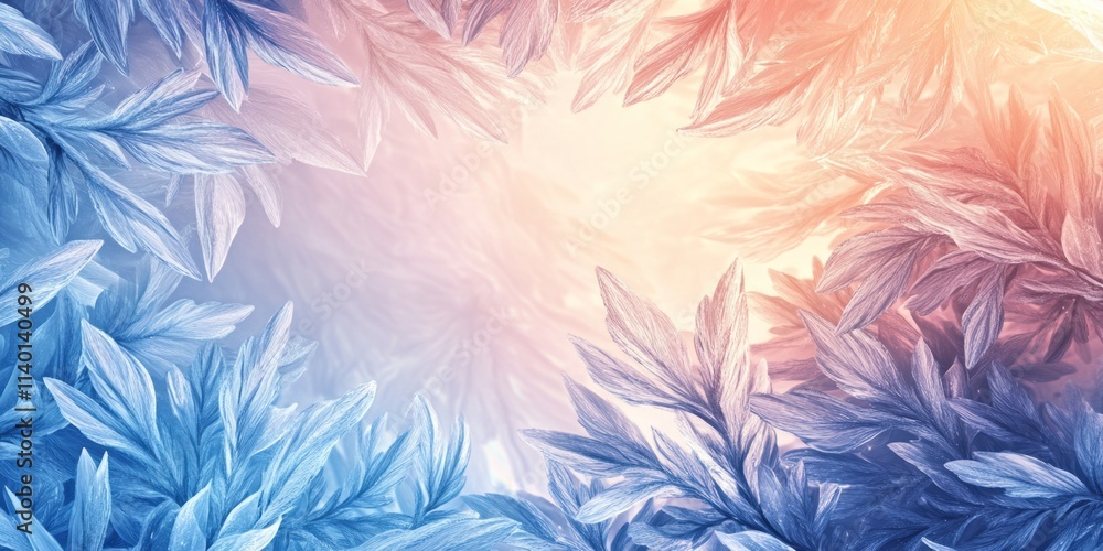 Poster frosty patterns frame vibrant empty space with contrasting colors and clean shadows