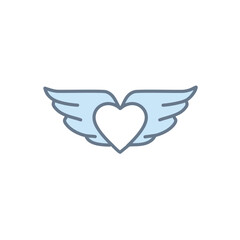 Heart wings design. Angelic love symbol; winged heart;  represents freedom, affection, and hope.