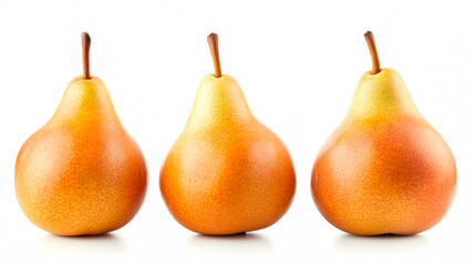 Fresh pears, isolated on a white background, highlighting their natural beauty.