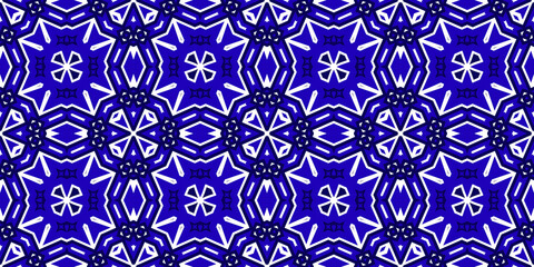 Seamless pattern banner blue and white. Merry Christmas. Happy New Year. Frost and snowflakes pattern