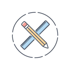 Pencil ruler design icon. Precise planning symbol.  Creativity and accuracy concept.  Simple design.