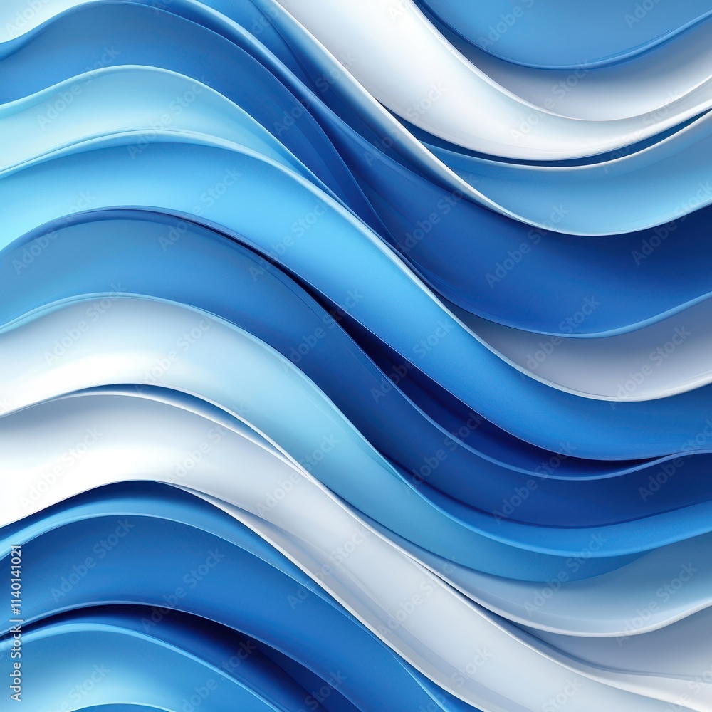 Poster abstract blue waves background with smooth flowing curves in modern design style