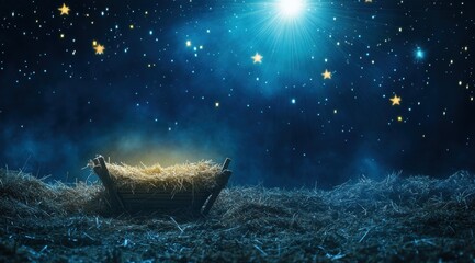 On the night of Jesus' birth, a manger filled with hay and an empty cradle stood in fronе