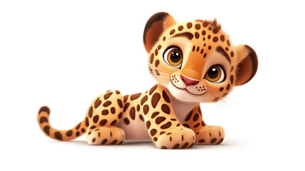 A cute Cartoon Leopard isolated on a white background