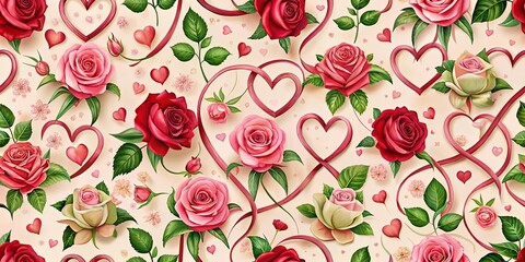 Romantic Rose and Ribbon Heart Design for Valentine's Day