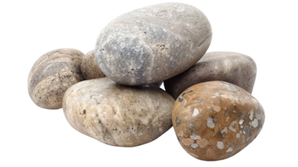 Gathering of smooth river stones arranged artfully on a vibrant yellow background capturing nature's beauty and simplicity