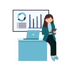Businesswoman presenting growth chart illustration
