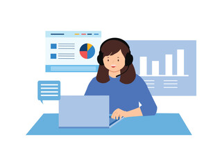 Businesswoman Analyzing Data in Office Setting
