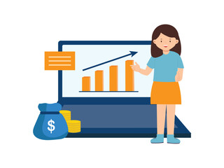 People with charts presenting the Financial Growth
