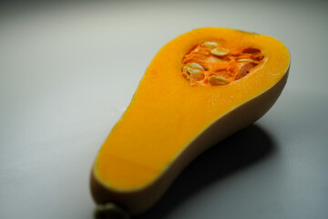 Pumpkin closeup bright textured healthy vegan food 