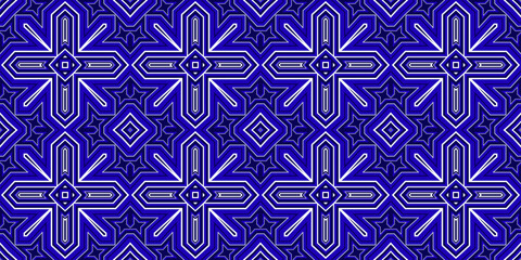 Seamless pattern banner blue and white. Merry Christmas. Happy New Year. Frost and snowflakes pattern