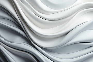 Obraz premium Smooth, undulating waves in shades of white and gray create a mesmerizing visual texture. The flowing lines evoke a sense of motion and elegance, ideal for backgrounds or abstract designs.