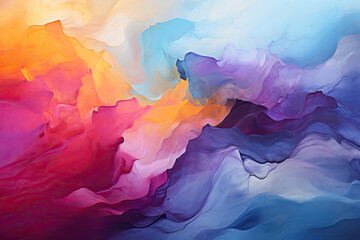 Vivid and dynamic abstract art with blended colors creating a sense of movement and depth. Fluid, swirling patterns evoke emotions and visual interest.