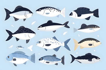 Obraz premium Fish flat cartoon illustration isolated on white background