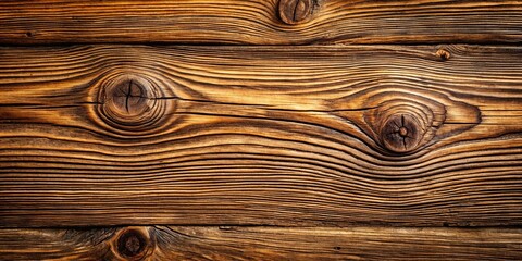 Rustic Brown Wooden Planks with Knots and Grain Texture