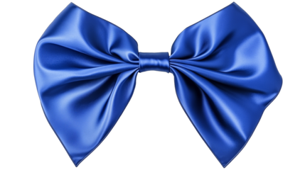 Cobalt blue silk ribbon tied in bold statement bow isolated on transparent background