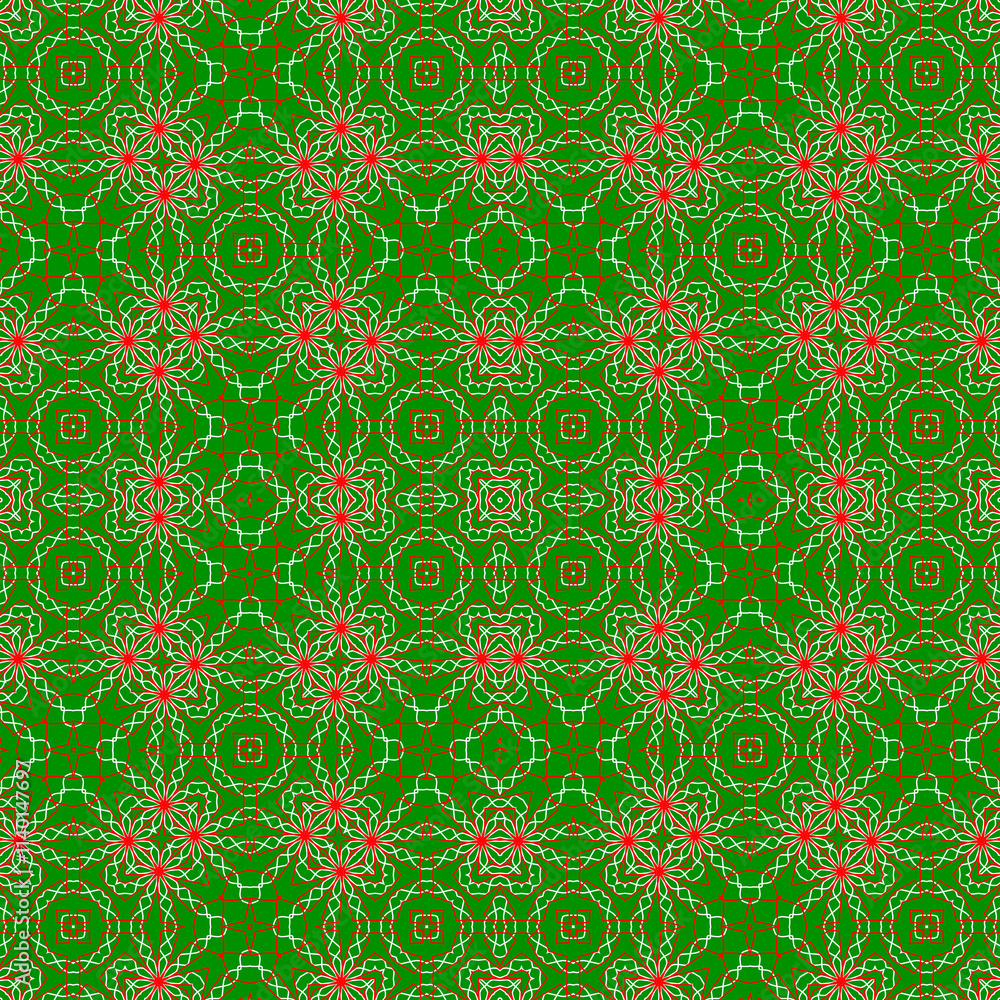 Wall mural Christmas seamless pattern. Christmas background green. Abstract pattern