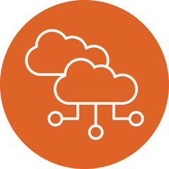 Hybrid Cloud line circle icon