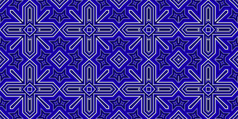 Fototapeta premium Seamless pattern banner blue and white. Merry Christmas. Happy New Year. Frost and snowflakes pattern