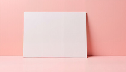 Blank white poster on a pink background with copy space