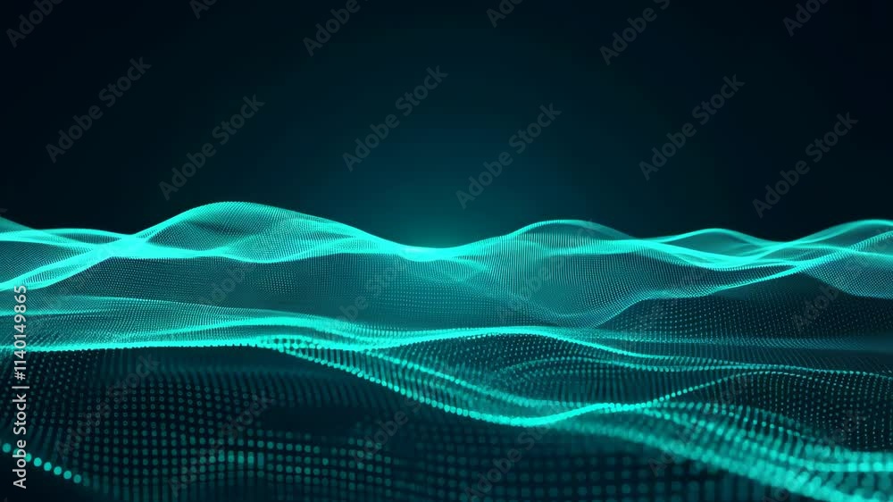 Leinwandbilder dynamic blue wave patterns create an immersive visual experience in a digital landscape
