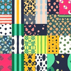 Obraz premium Vibrant Patchwork of Textile Patterns 