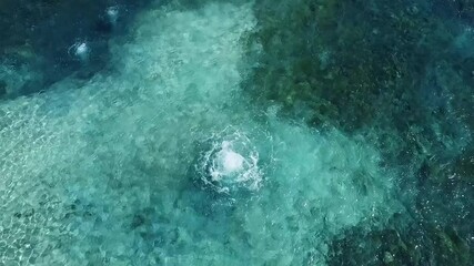 Underwater volcanic activity, gas emissions phenomenon, aerial view