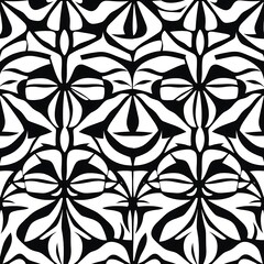 Abstract Black and White Floral Pattern 