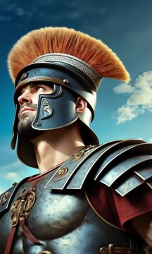 Mighty warrior stands tall under the vast sky, embodying the spirit of ancient battles and heroic legends