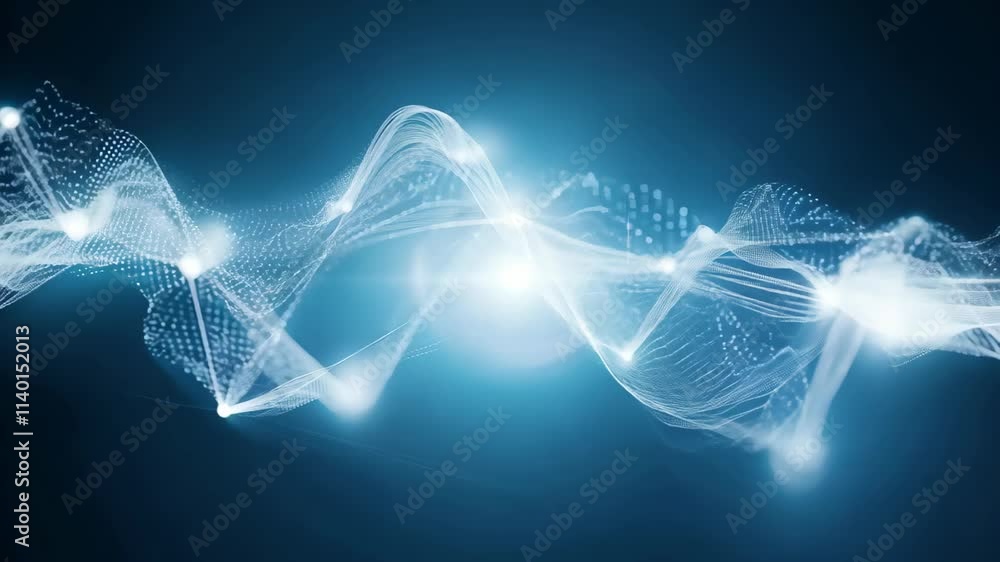 Poster captivating abstract light waves creating visual symphony in dynamic blue tones with intricate patte