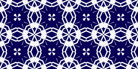 Seamless pattern banner blue and white. Merry Christmas. Happy New Year. Frost and snowflakes pattern