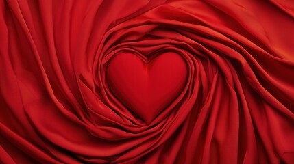 Obraz premium Heart Shape in Red Fabric with Swirling Texture and Softness