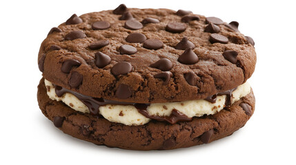 Chocolate cookie sandwich isolated on a white background